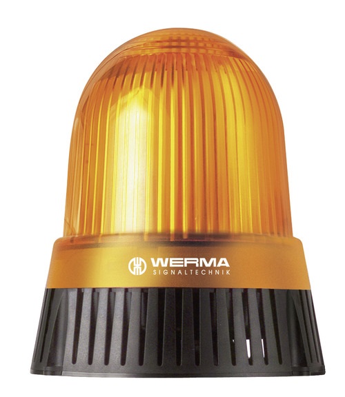 WERMA 431 Series 431.300.75 LED Permanent / Flashing / EVS beacon Light with Sounder, Base Mounting, 24V AC/DC Yellow 
